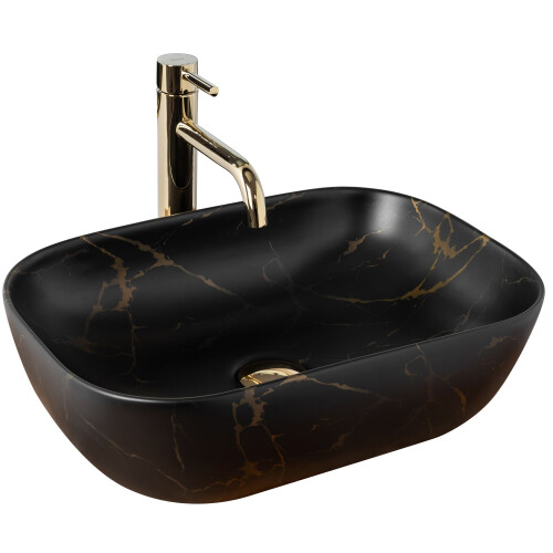 Lavabo Da Appoggio Rea Belinda Black Marble Mat