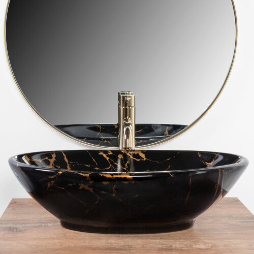 Lavabo Da Appoggio Rea Pamela Black Marble Shiny 2