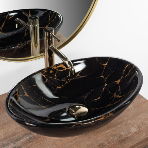Lavabo Da Appoggio Rea Pamela Black Marble Shiny 1