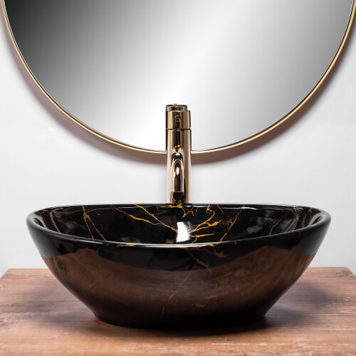 Countertop Washbasin Rea Sofia Black Marble 1