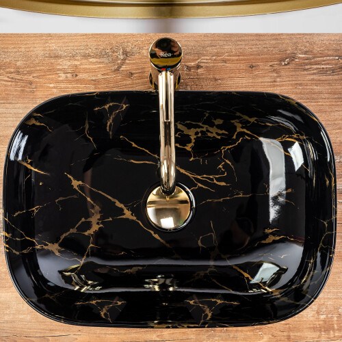 Vasque À Poser Rea Belinda Black Marble Shiny 1