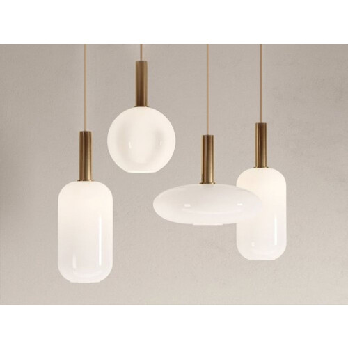Hangende Plafondlamp Melkglas Goud Wit APP668-1CP 2
