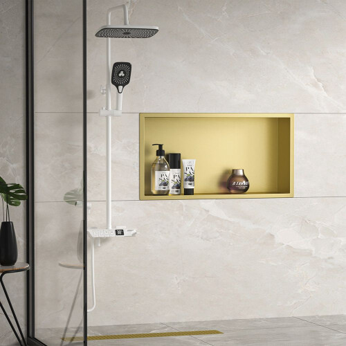 Bathroom Shelf 30x60 Gold Brush 1