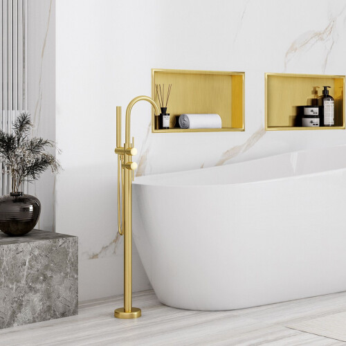 Bathroom Shelf 30x45 Gold Brush 2