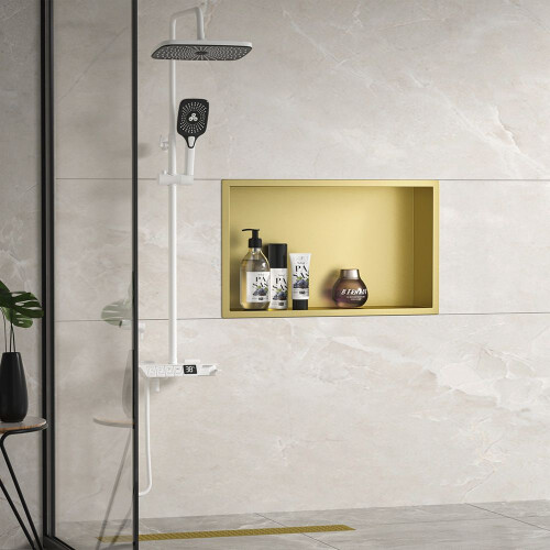 Bathroom Shelf 30x45 Gold Brush 1