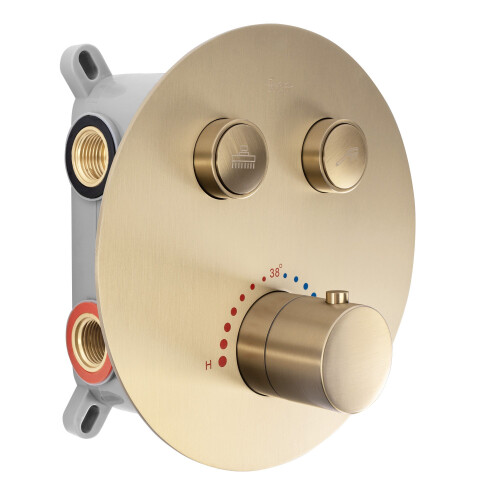 Σετ Ντουζιέρας Lungo Concealed Brushed Gold Με Θερμοστάτη + Κουτι 1