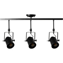 Riflettore Lampada Mobile Spot Da Soffitto Triplo Nero E27 APP487-3C