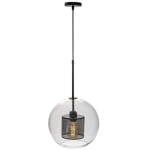 Γυάλινο Κρεμαστό Φωτιστικό Loft APP559-1CP 30cm Μαύρο 1