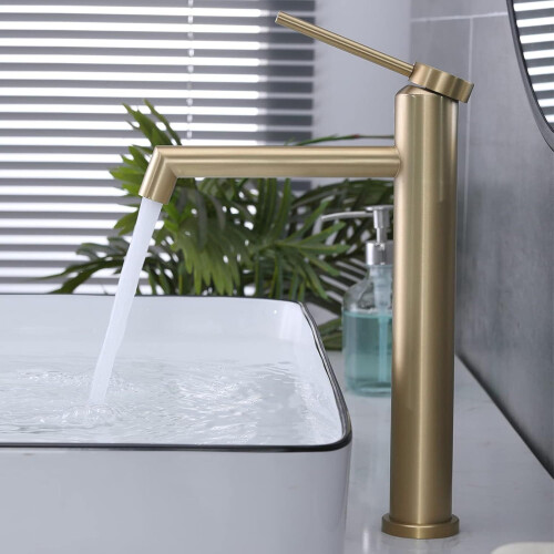 Robinet De Lavabo Rea Foss Gold Brush High 1