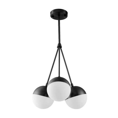Κρεμαστό Φωτιστικό Milk Glass Ball APP687-3CP Μαύρο 1