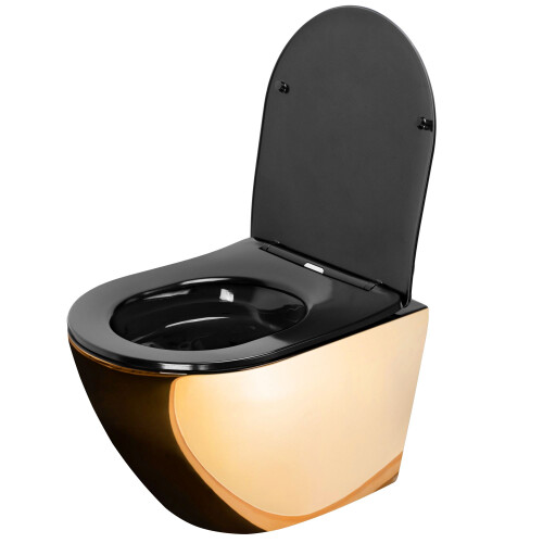 Επιτοίχια Λεκάνη Τουαλέτας Carlo Mini Flat Gold Black 2