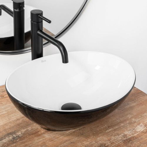 Countertop Washbasin Rea Sofia White Black 1