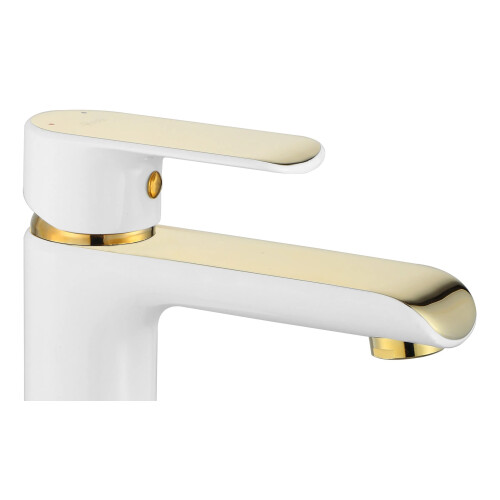 Βρύση Με Ψηλή Λεκάνη Rea Bloom Gold White 2