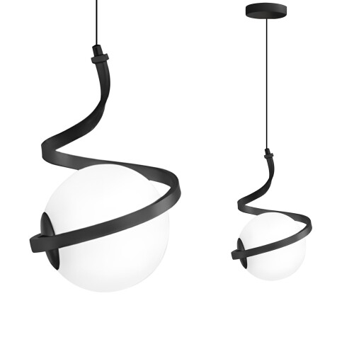 Glass Sphere Spiral Pendant Lamp APP1732-1CP Black