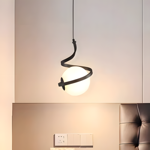 Glass Sphere Spiral Pendant Lamp APP1732-1CP Black 2