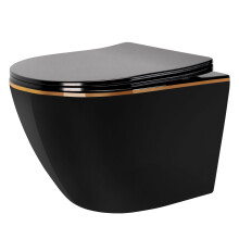 Rea Carlo Mini Black Gold Edge Seinälle Ripustettava Wc-istuin