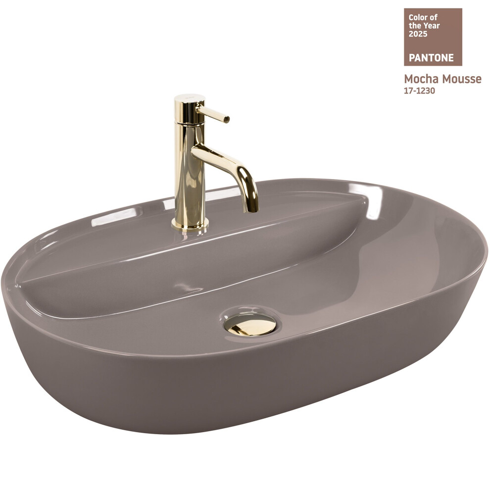 Countertop Basin Rea Aura 61 Beige Shiny 5906366006418