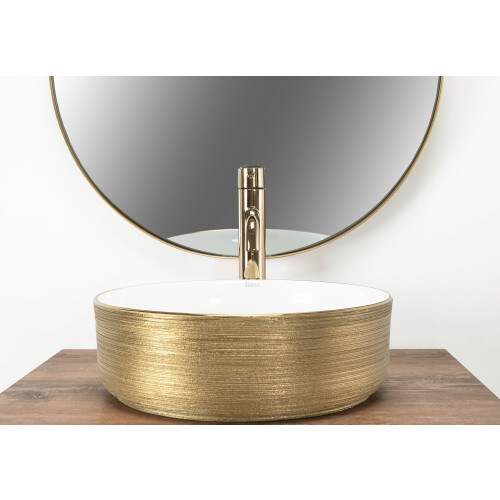 Vasque À Poser Rea Sami Gold White Brush Gold 2