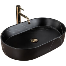 Ceramic Countertop Basin Rea Nadia Stone Black Matt