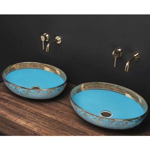 Ceramic Basin Margot Gold/ Blue 2