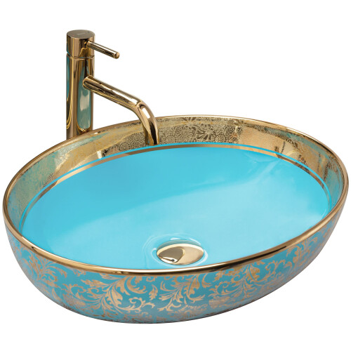 Ceramic Basin Margot Gold/ Blue 1