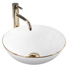 Countertop Basin Stella White Gold Edge