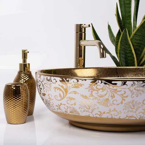Countertop Washbasin Rea Margot White/gold