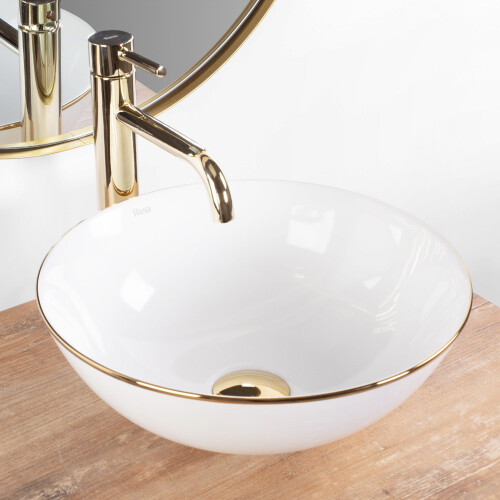 Countertop Basin Stella White Gold Edge 1