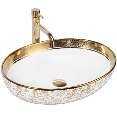 Countertop Washbasin Rea Margot White/gold 1