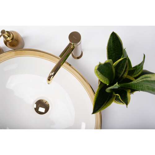 Countertop Washbasin Rea Margot White/gold 2