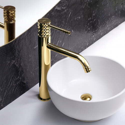Βρύση Νιπτήρα Rea Lungo Diamond Gold, Ψηλ 1