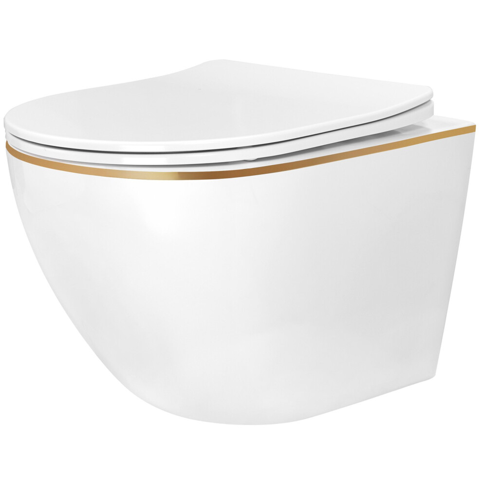 Toilet Bowl Rea Carlo Mini Tornado Nf Gold Edge 5906366012433
