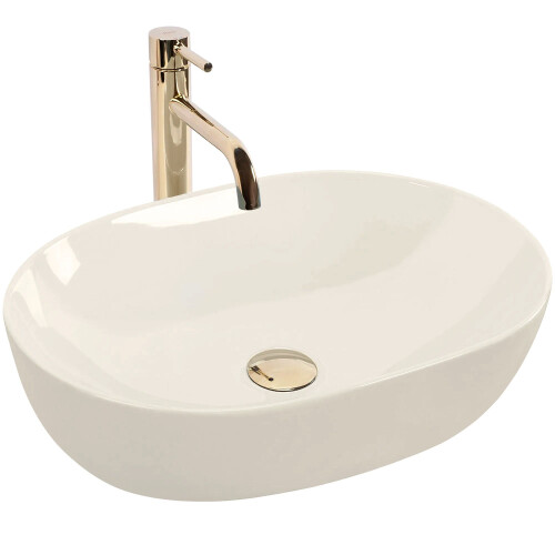 Countertop Washbasin Rea Lisa Ecru Shiny 1