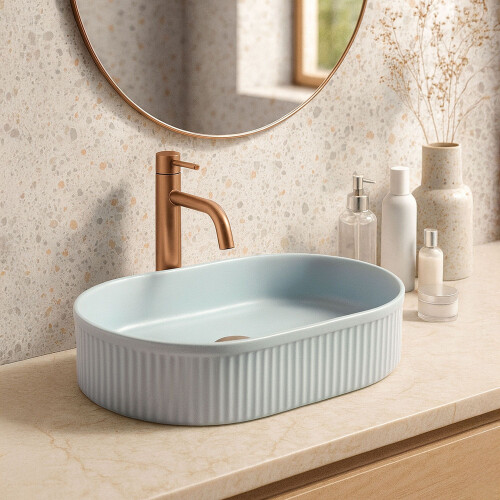 Lavabo Da Appoggio Rea Vanda Baby Blue Matt 2