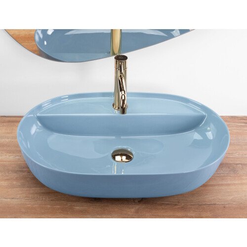 Lavabo Da Appoggio Rea Aura 61 L.blue Shiny 2