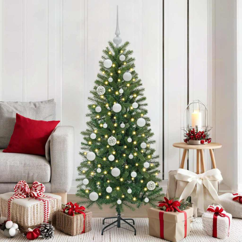 Vidaxl White Christmas Bauble Set With 150 Leds 61 Pcs Plastic