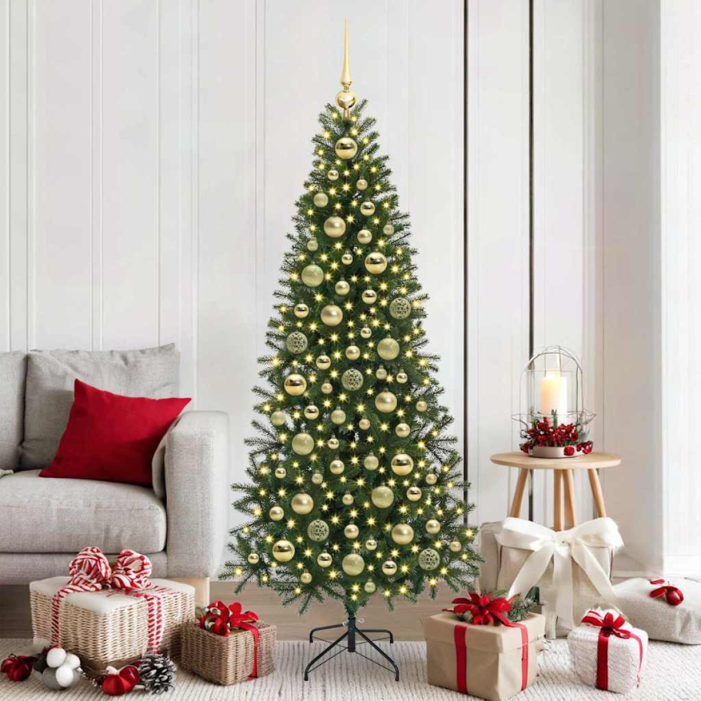 Vidaxl Christmas Bauble Set With 300 Leds 120 Pcs Plastic Gold