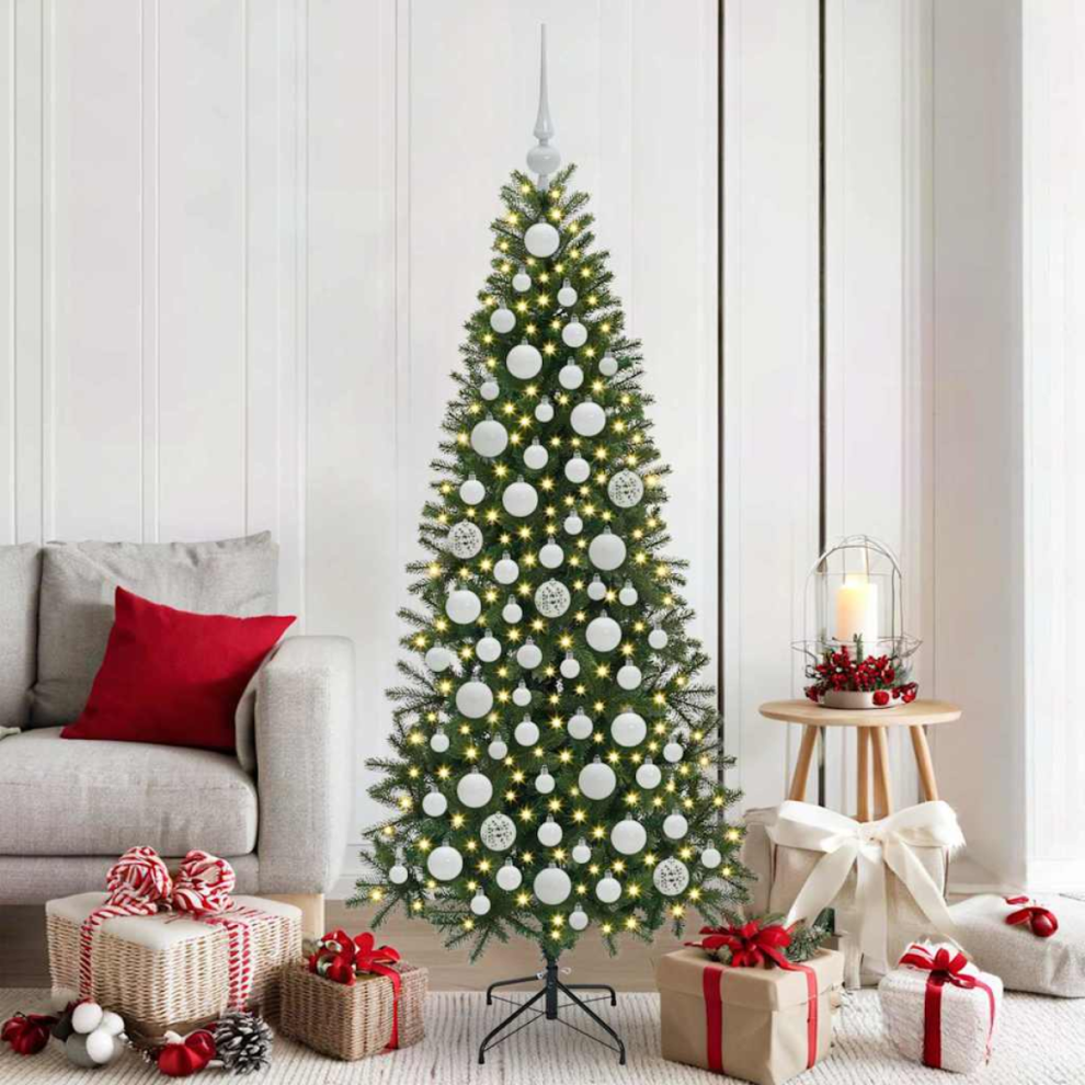 Vidaxl White Christmas Bauble Set With 300 Leds 120 Pcs Plastic