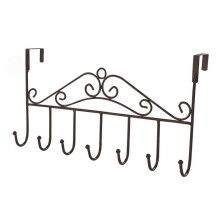 (Bronze) 1PC Heavy Duty Metal Over the Door 7 Hook Rack Hanger for Coats Hats Bags Organizer