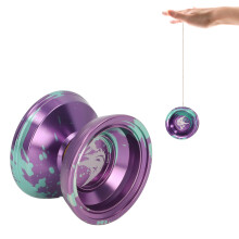 Children's Alloy Yoyo Toy with Rope & Glove Stable Rotation Purple Color