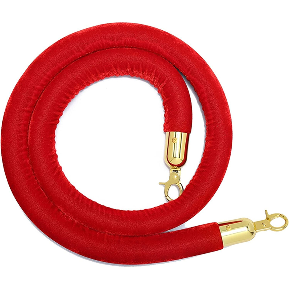 Velvet Barrier Rope 2.5M 8.2Ft Red With Hooks Hanging Vip Queue Line Crowd Control 9084446663167