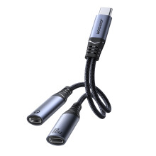 Joyroom 2-in-1-Audio-Adapter USB-C auf Dual-USB-C-Kabel - Schwarz