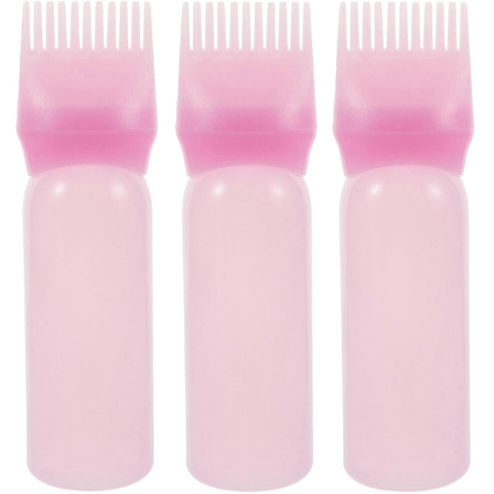 (17.5 X 4.5 Cm - ) Set Of 3 Applicator Bottles For Root Combs, Hair Oil Applicator Bottles, Hair Dye Comb Bottles Pink