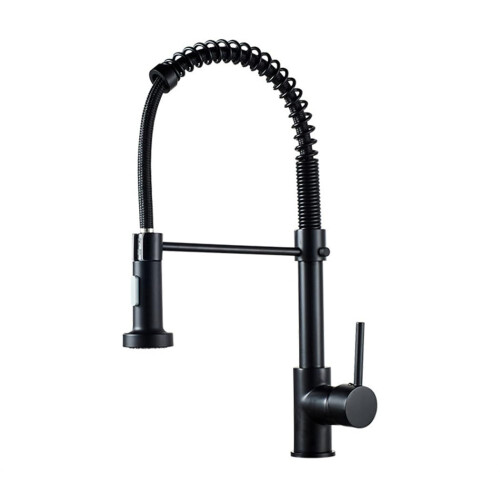 Deck Mounted Flexible Kitchen Tap Pull-Out Mixer Black Finish Hot And Cold With Spray Head