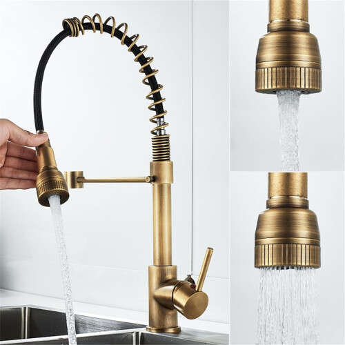 Deck Mounted Flexible Kitchen Tap Pull-Out Mixer Black Finish Hot And Cold With Spray Head 2