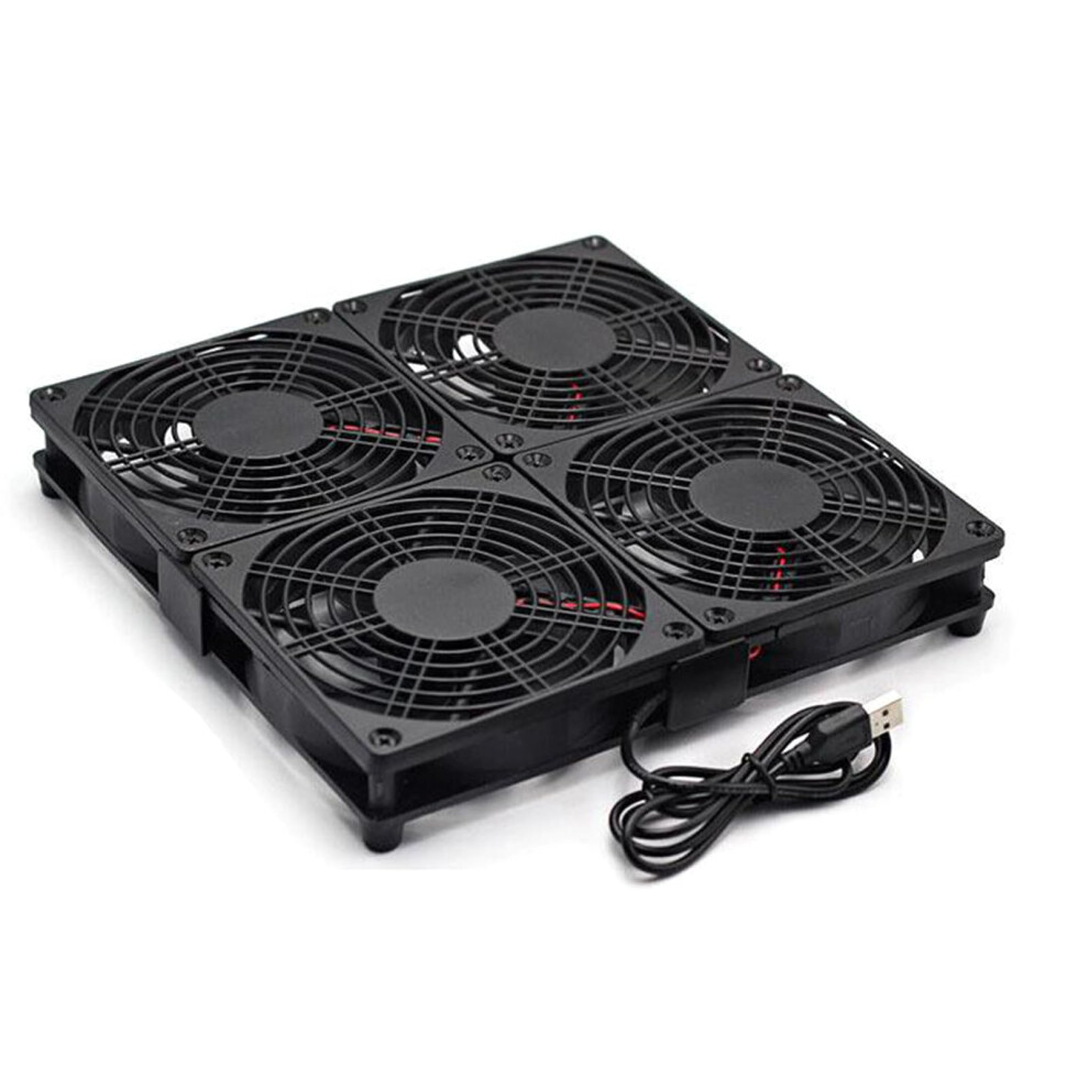 High Airflows 120Mm Usb Cooling Fan With Rubber Feet For Routers Modems Boxes And Laptop Stands Four Fans No Switch 9354506584627