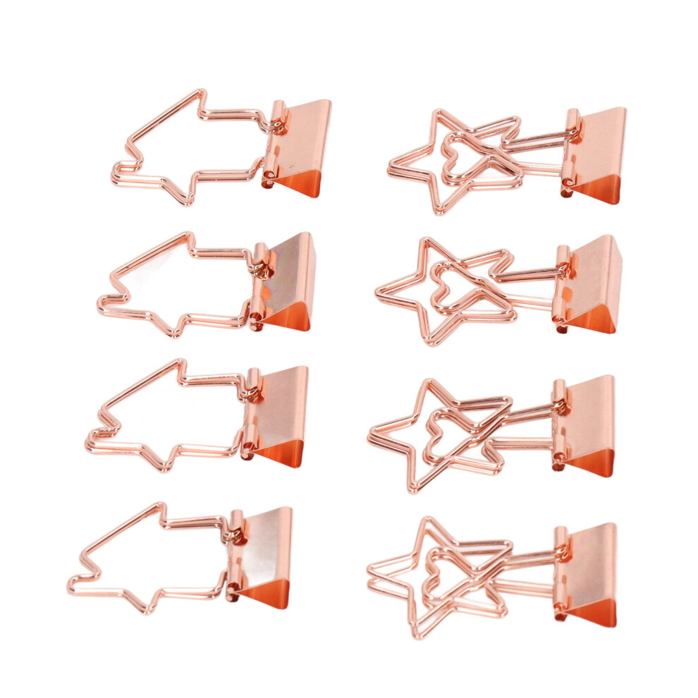30Pcs Rose Gold Metal Star & House Paper Clips, Durable, Sizes 4.6x2.6cm & 14.1x2.8cm-image-OPC-PMGYFCT-NEW