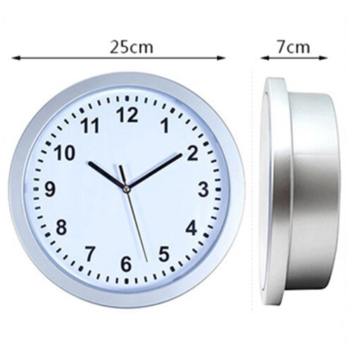Vintage Silver Wall Clock with Hidden Safe, Round, Large Storage Space 2