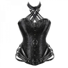 (As show, One size) Gothic Plus Size Leather Halter Neck Steel Bone Super Corset and Corset Top Women's Shapewear Vintage Steampunk Dressesn