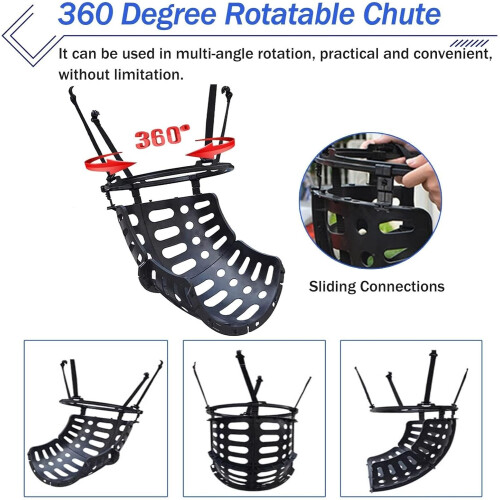 Basketball Return Attachment, Easy Setup Shooting Rebound System, Black PP Plastic, 360-Degree Rotatable Return Chute 2